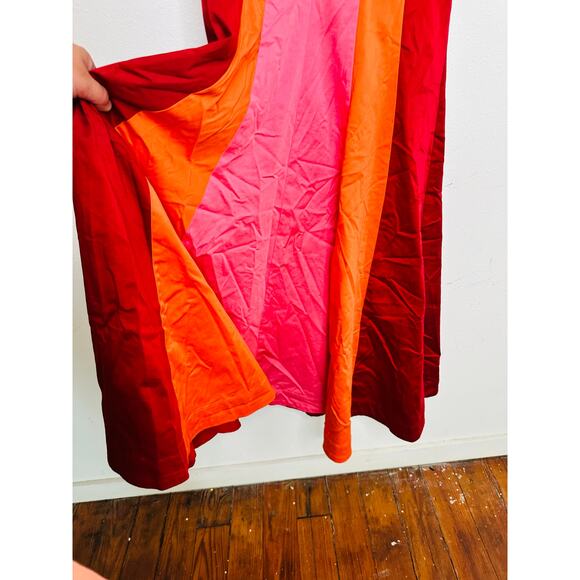 ROKSANDA X RTR Pink Orange Sleeveless Crewneck Colorblock Midi Dress Size 4 - Picture 11 of 16